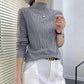 Autumn Winter Women Stretch Pleated Slim Knit Sweater All-match Thin Bottoming Shirt Top High Neck Pullover Jumper