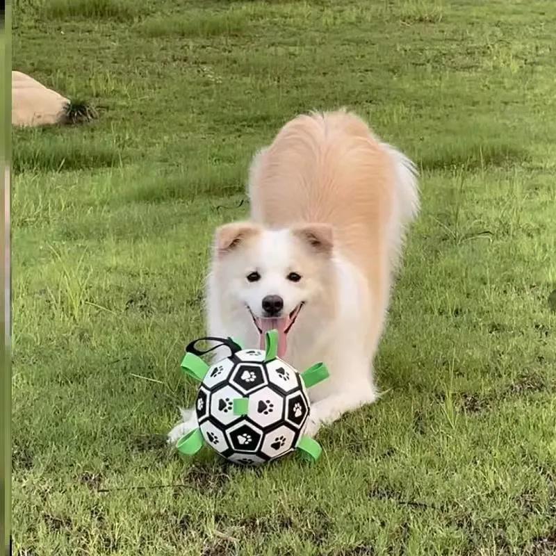 Dog Football Pet Bite with Toy Ball Puppies Play Resistance To Relieve Boredom Training Dog Artifact Dog Supplies Outdoor Play Fun Ball for Large Dogs