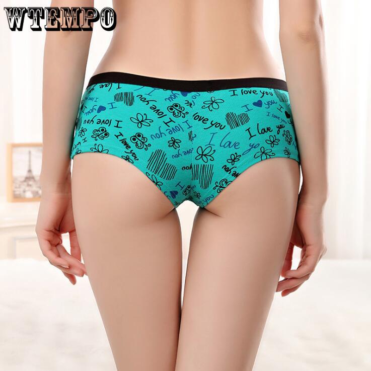 6 Pcs Woman Underwear Print Boyshort Sexy Briefs Cute Girls Panties Ladies Cotton Knickers