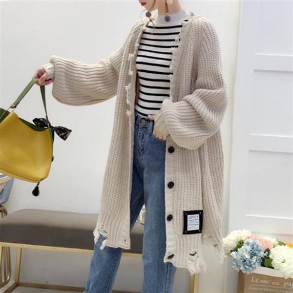 Knit Cardigan Sweater Women's Mid-length Coat Sweater Sweater Sweater Women Loose Fit Women