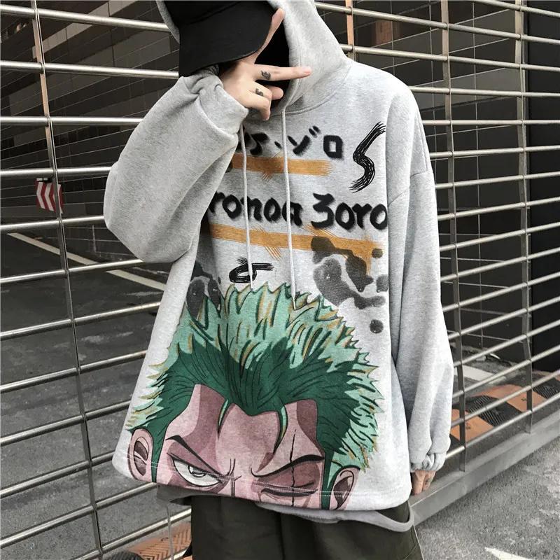 Anime Sweatshirts Hoodies Women Oversized Fashion Printed Streetwear Hip Hop Harajuku Pullovers Pink Girl Pattern Plus Size Loose Hooded Tops Women