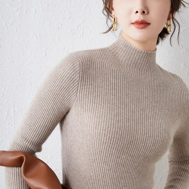 Winter Sweater Women Turtleneck Pullover Sweaters Solid Long Sleeve Slim Basic Tops Lady Knitted Jumper