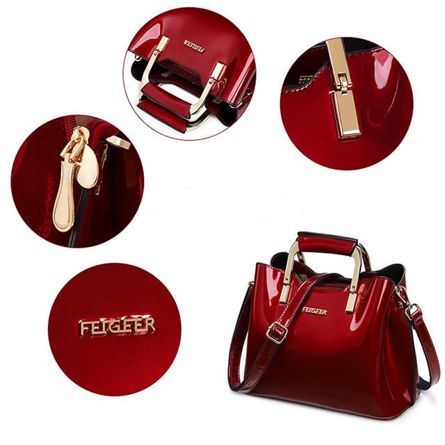 Patent leather bag Genuine Leather Woman bag European and American style handbag Trendy wild