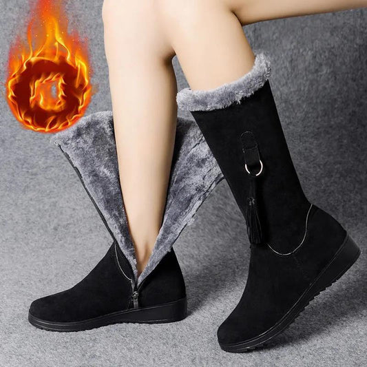 Snow Boots Women Plus Velvet Warm Cotton-padded Shoes Women's Winter Thick Anti-skid Mid-tube Boots Warm Shoes Women's Winter Thick Velvet Warm