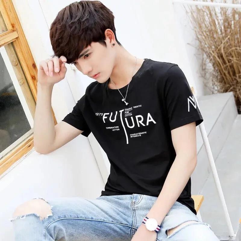 Summer Men's Short-sleeved T-shirt Youth Half-sleeved Shirt Bottoming Shirt Clothes Men