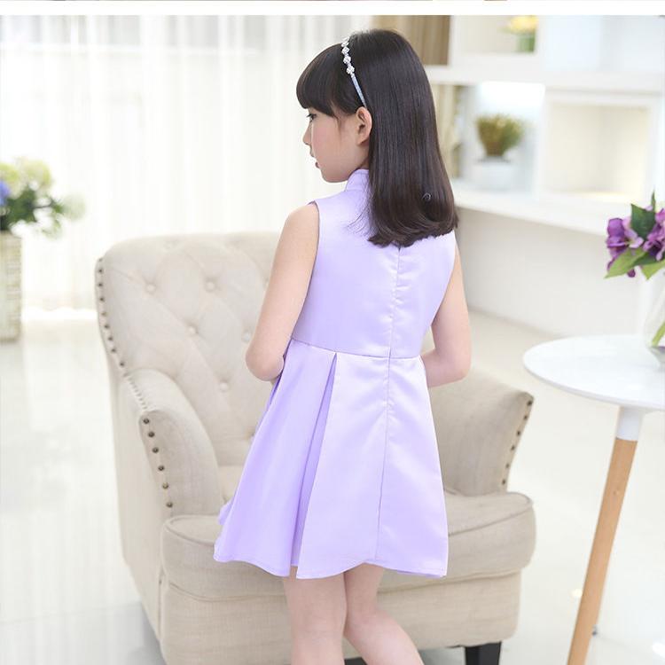 Children's Clothing Girls' Dresses Summer Styles Children's Satin Cheongsam Dress Performance Clothes Chinese Style Girls