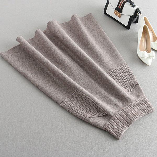 Autumn  Winter Women's Knitted Skirt Long Skirt with Pockets Thick Warm OL Stytle A-line Skirt for Women