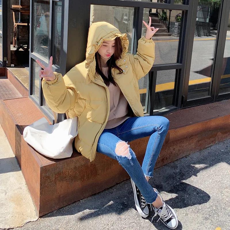 Down Jacket Women's Casual All-match Bread Jacket Thick Fashion Lace Hat Windbreaker Warm Jacket