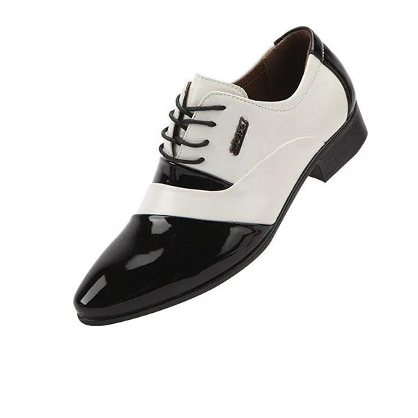 Korean Version Summer Men's White Lace-up Leather Shoes British Style Formal Business Pointed Shoes Trendy Wedding Shoes