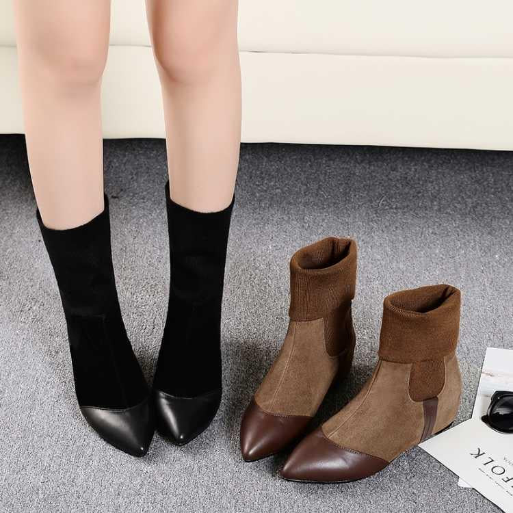 Fashion Zip Pointed Toe Thick Heel Ankle Boots Women's Solid Office Comfortable Style Shoes