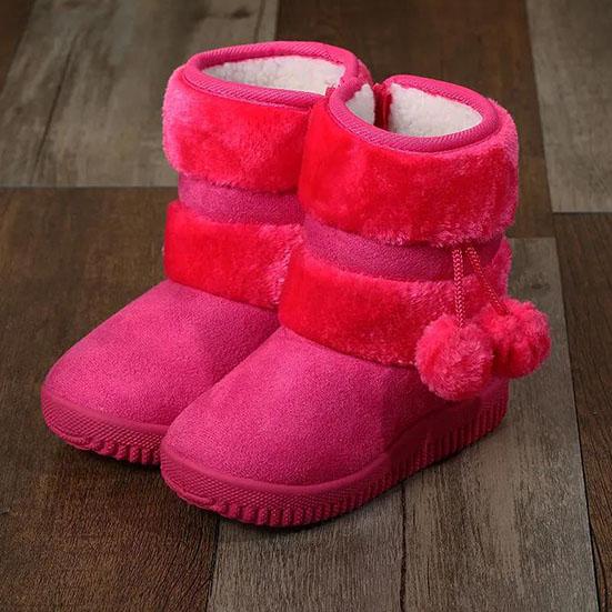 Girl's Snow Boots Children Thick Soled Warm Boots Lobbing Ball Thick Winter Cute Boots Non Slip Girls Princess Snow Shoes