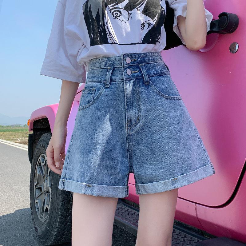 WTEMPO High Waist Washed Denim Summer Women Denim Shorts Ripped Hole Jeans  Casual Shorts