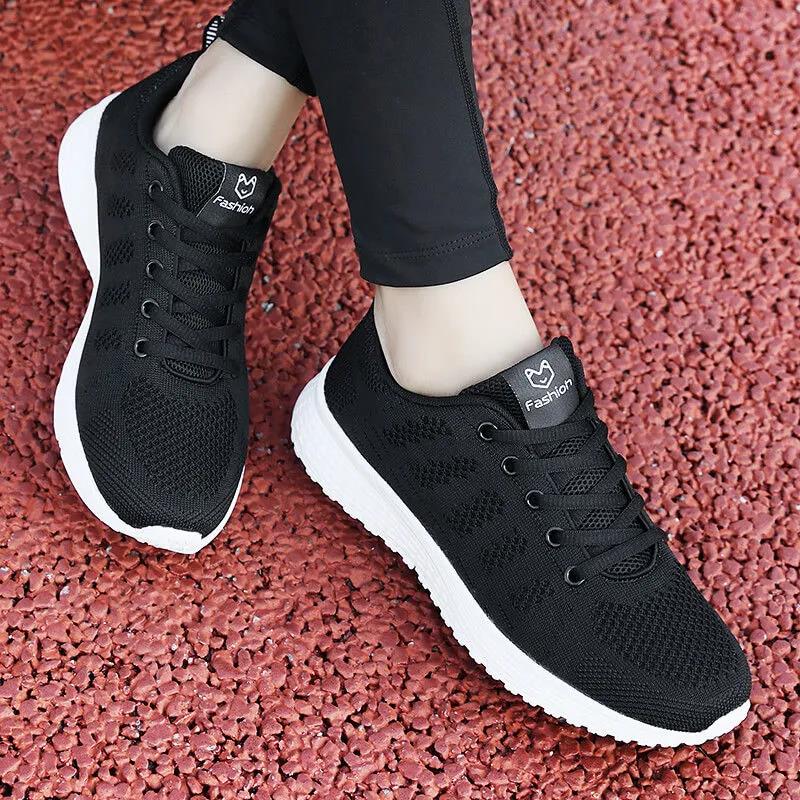 Women Casual Shoes Breathable Walking Mesh Flat Shoes Woman Contrast Color Sneakers Women Tennis Sports Shoes