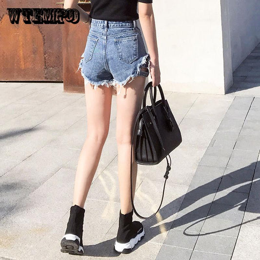 High Waist Denim Shorts Women Sexy Summer Casual High Waist Loose Slim Short Jeans Pants