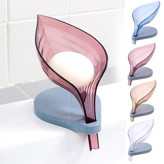 Creative Leaf Soap Box Decorative Soap Container Storage Drain Sucker