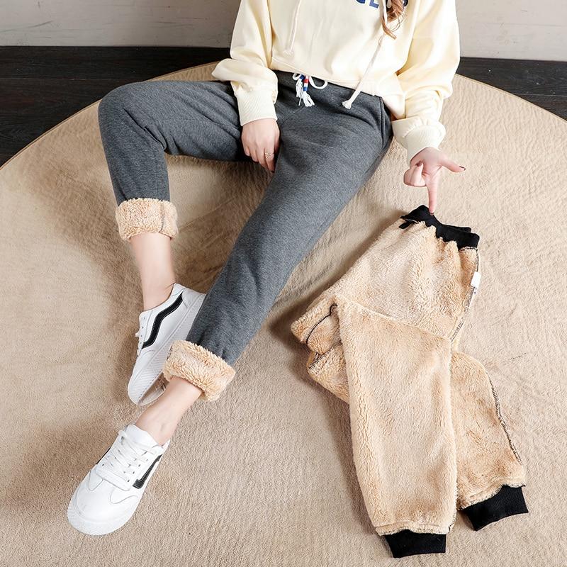 Ladies Winter Thicken Plus Velvet Thermal Pants Outer Wear Sports Pants Casual Loose Harem Trousers XL Cashmere Pants