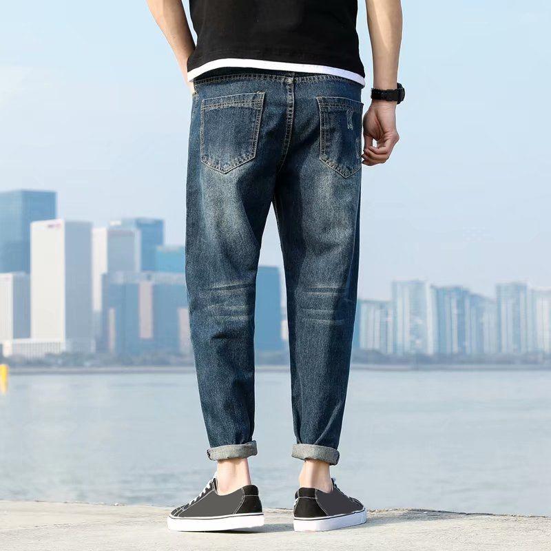 Jeans Men's Trend Loose Straight Spring and Autumn Trousers Trend Wide-leg Pants All-match Trousers