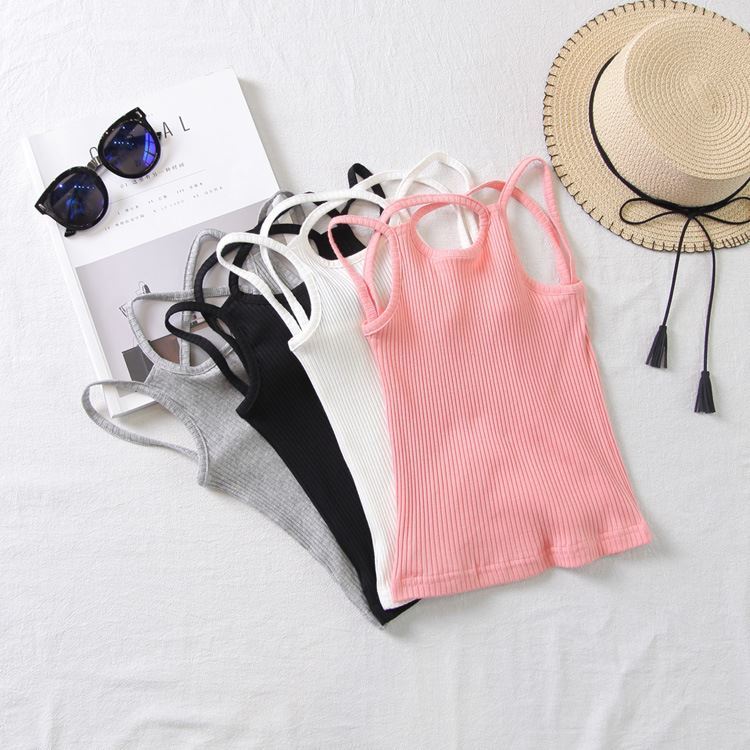 Summer Kids Cute Solid Color Vest Sling Backless Ventilation Top Sleeveless Tops Korean Style Slash Neck Slim Vest for Children Girls