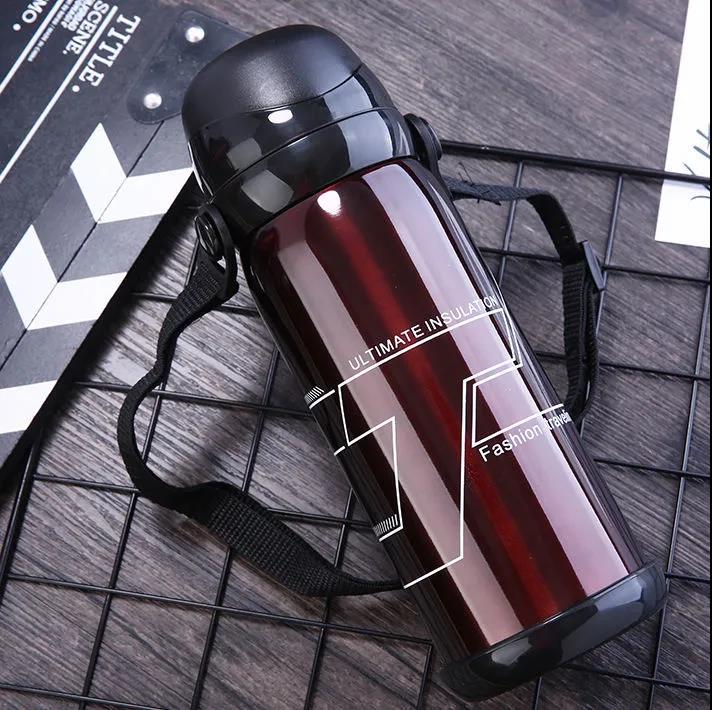 800ml Stainless Steel Vacuum Flask Outdoor Sports Large Capacity Kettle Coffee Tea Water Bottle Milk Cup