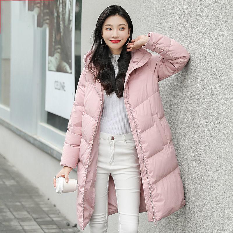 Women's Mid-length Over-the-knee High-end White Duck Down Fashionable Loose Winter Warm Coat