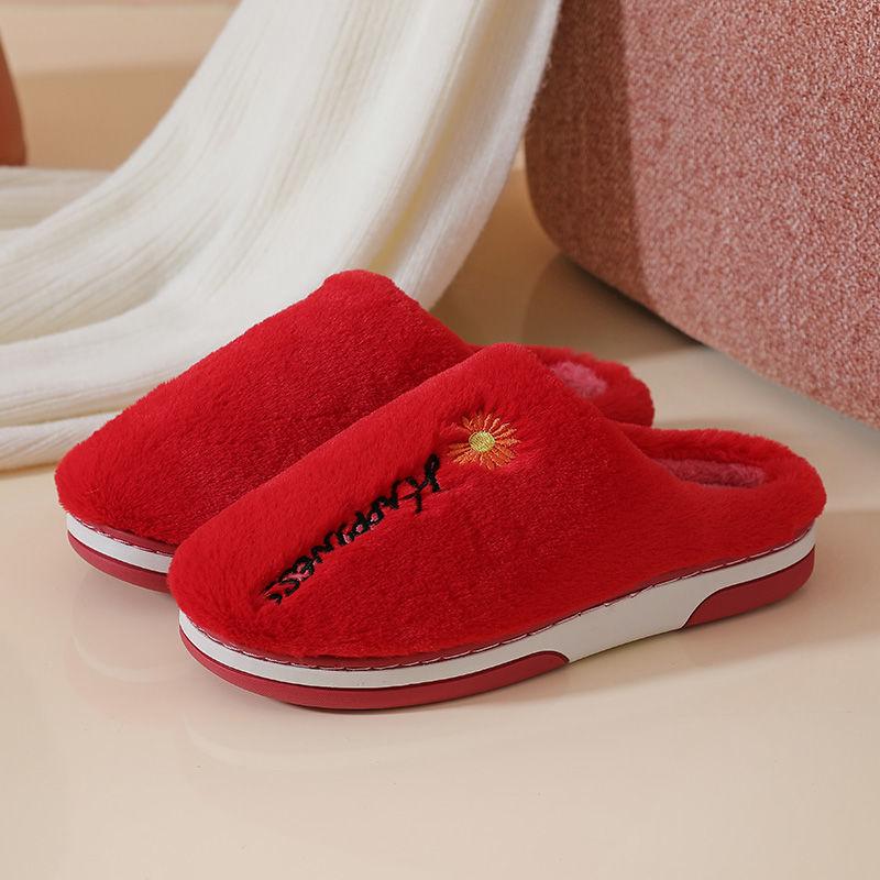 Autumn and Winter Pure Cotton Slippers Indoor Non-slip Soft-soled Shoes Warm Simple Plush Cotton Shoes