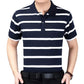 Summer Middle-aged Men's Short-sleeved T-shirt Lapel Dad Wear Summer Loose and Thin Half-sleeved Men's Striped    Shirt