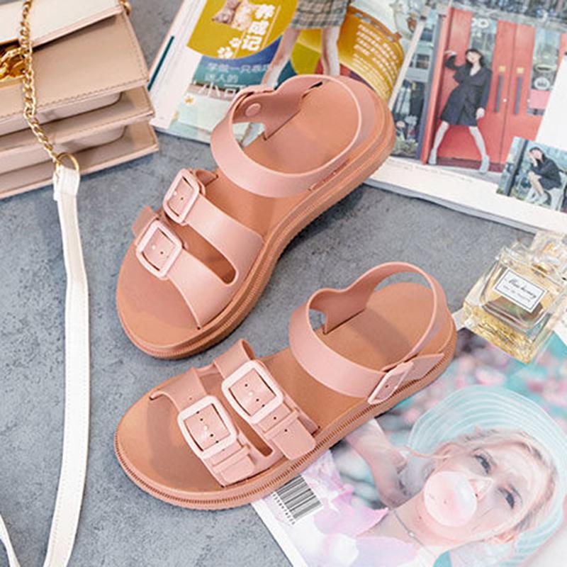 Summer Roman Sandals Female Students Korean Version of The Social Wild Ladies Flat Harajuku Style Beach Sandals