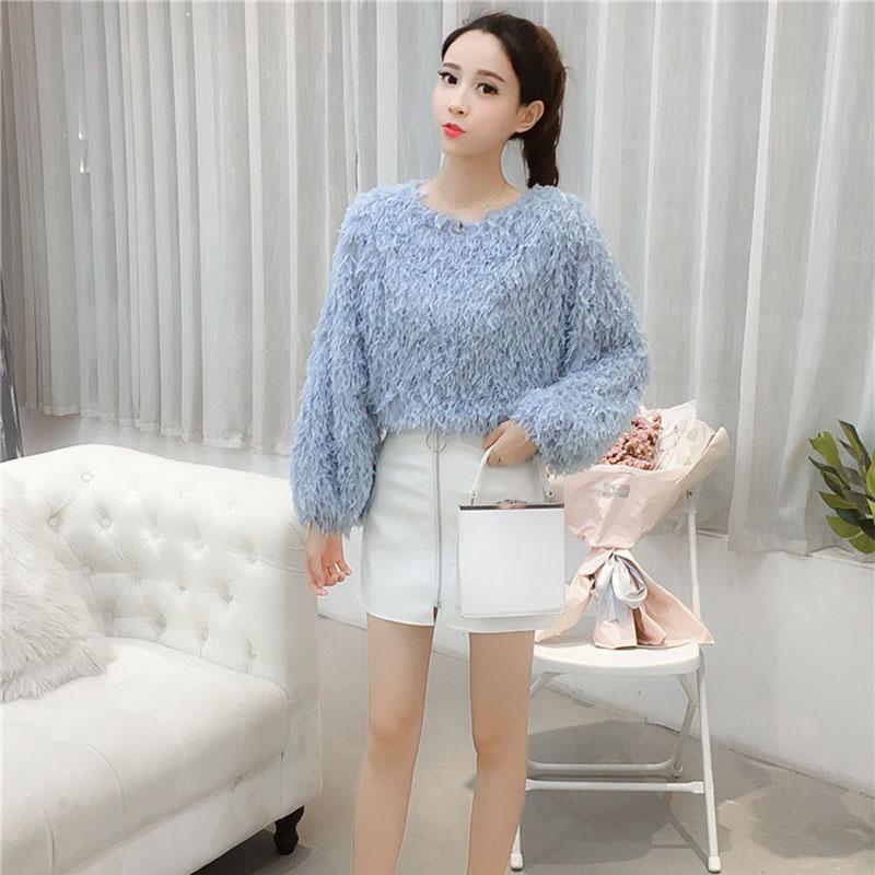 Mink Autumn Fashion Sweater Korean Loose Slim Pullover Short Casual Young Women's Jacket