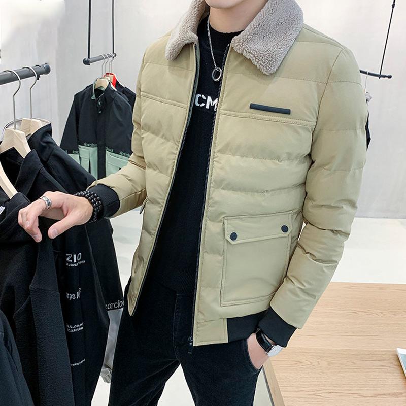 Men's Trendy Winter Coat Jacket Plus Velvet Thick Leather Jacket Fashion Warm Cotton Coat