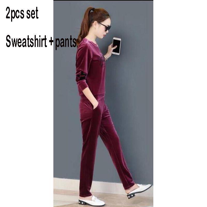 Women's 2pcs Set Wild Long-sleeved Casual Sweatshirt Set Large Size Spring and Autumn