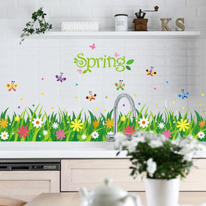 Pansy grass baseboard porch cabinet bathroom kindergarten decoration PVC wall sticker