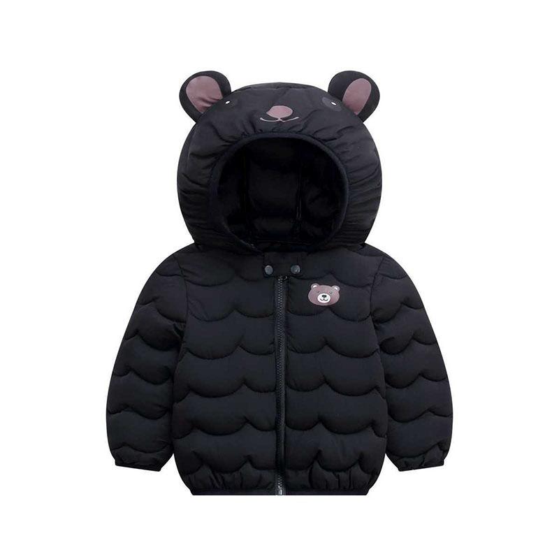 Children's Down Padded Jacket Boys and Girls Padded Jacket Autumn and Winter Hooded Down Jacket Bear Print Cotton Jacket