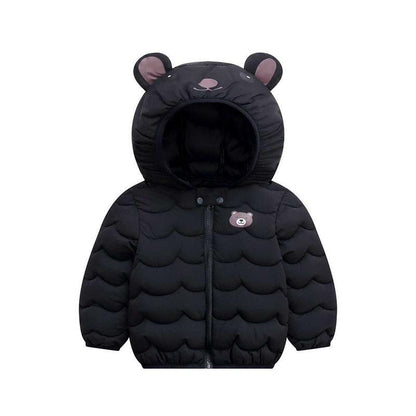 Children's Down Padded Jacket Boys and Girls Padded Jacket Autumn and Winter Hooded Down Jacket Bear Print Cotton Jacket