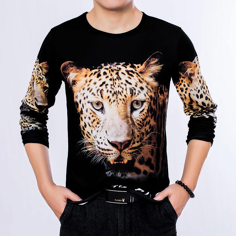 Casual T-shirt men's loose large size long-sleeved T-shirt men's long-sleeved T-shirt 3D printing