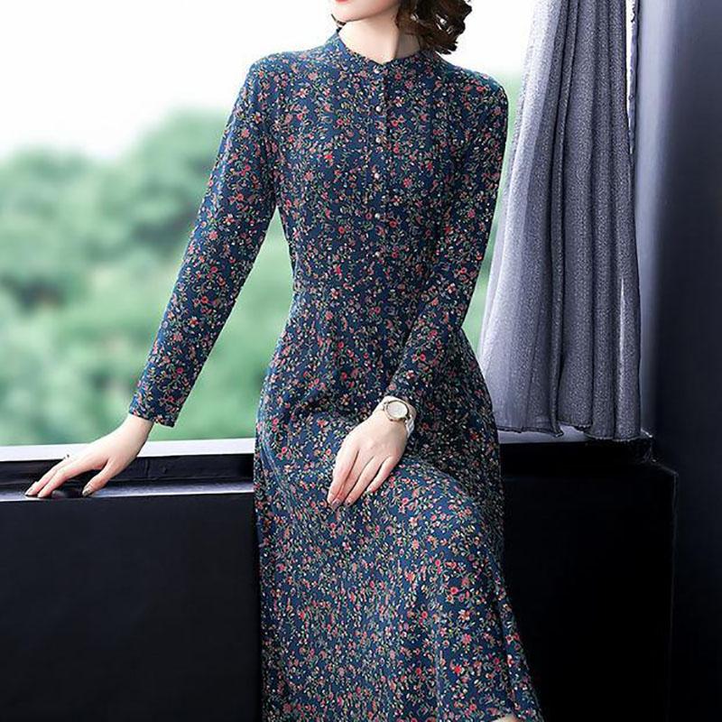 High-end Western Style Long-sleeved Dress Spring Autumn and Winter Middle-aged Women's Temperament Long Skirt