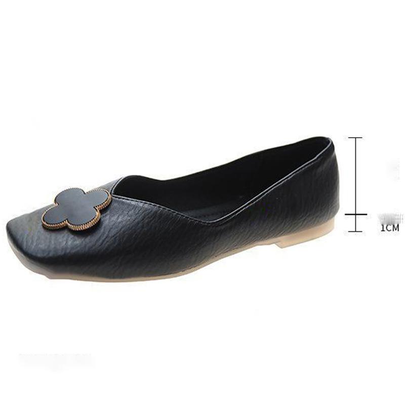 Square-toe Soft Leather Flat-bottomed Retro British Style Ladies' Leather Shoes Can Wear Lightweight Non-slip Soft-soled Leather Shoes for Work