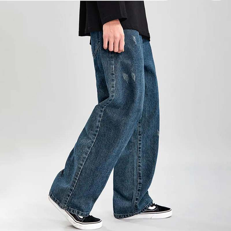 High Street Mopping Retro Jeans Men's Loose Straight Wide Legs Pendant Pants