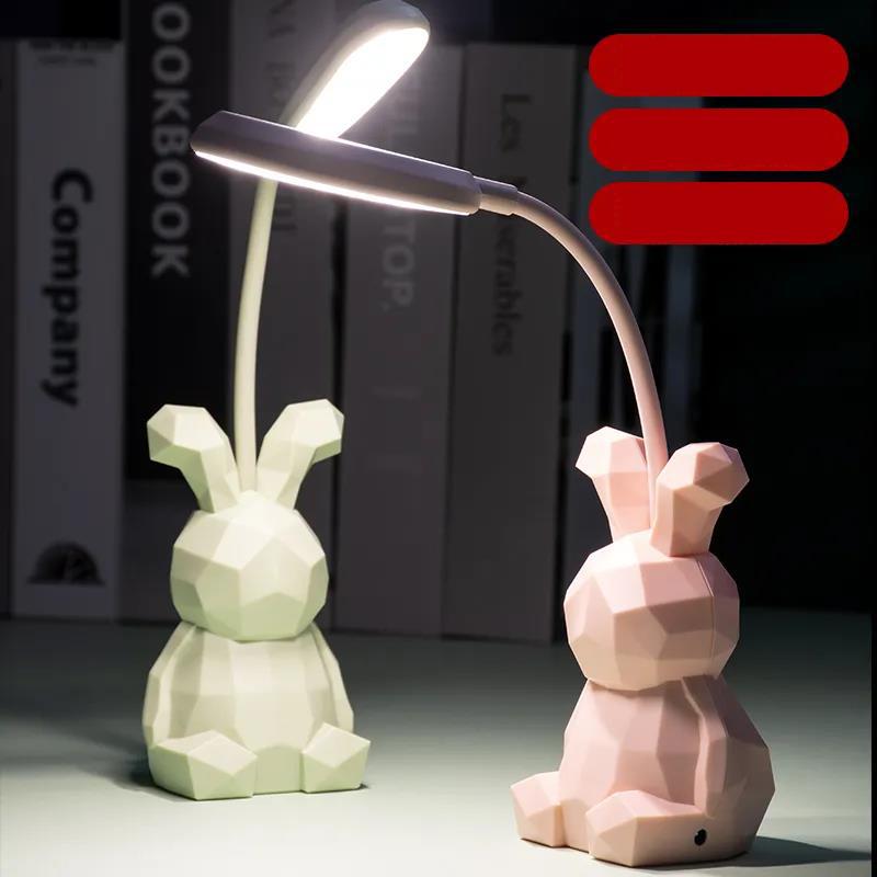 LED Eye Protection Desk Lamp USB Rechargeable Rabbit-shaped Desk Lamp Learning To Write Anti-myopia Bedroom Bedside Dormitory Night Light