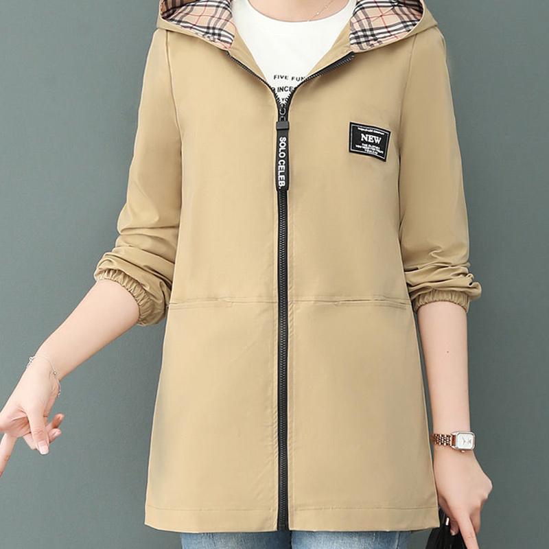 Spring Autumn Fashion Women Bomber Women Jacket Pocket Zipper Hooded Two Side Wear Outwear Loose Plus Size Windbreaker Female