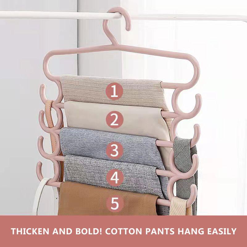 Household 5-layer Pants Rack Scarf Rack Multifunctional Closet Storage Rack Towel Rack Silk Scarf Tie Hanger Hanger Drying Rack Family Organizer