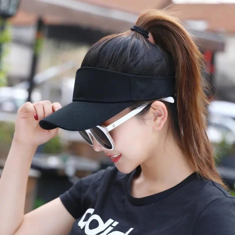 Empty Top Peaked Cap Women's Summer Sunscreen Protective Hat Anti-UV Outdoor Leisure Sports Baseball Cap Solid Color