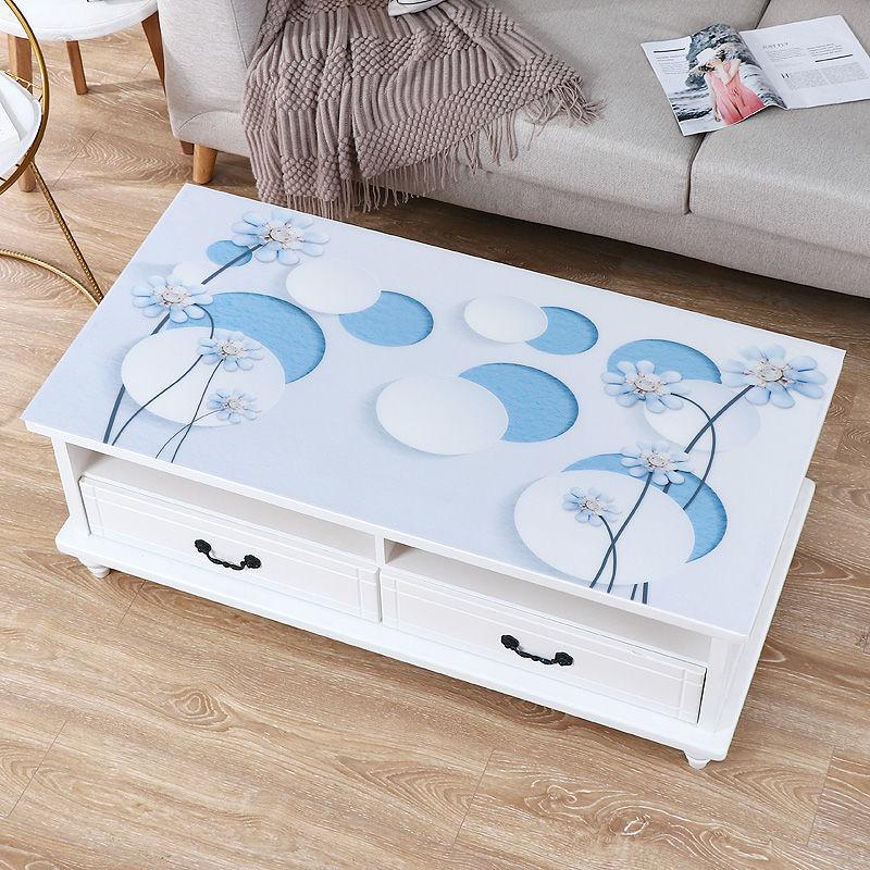 Waterproof Oil-proof Wash-free Soft Glass Tablecloth Printed PVC Opaque Table Mat Coffee Table Table Top Protective Rubber Pad