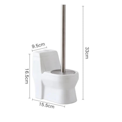 Creative Handmade Toilet Brush Holder Set Creative Bathroom Cleaning Ceramic Long Handle Free Punching Toilet Brush