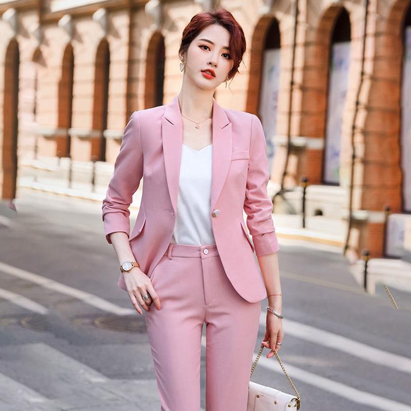 Three-piece Suit Suspenders + Professional Jacket + Suit Pants Women's Spring and Autumn Trousers Overalls Women's Casual Suits Overalls