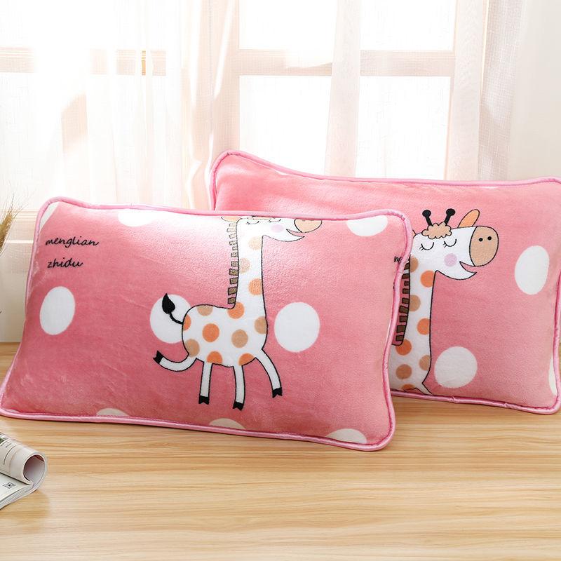 Coral Velvet Pillowcase Flannel Pillow Cover Winter Thicken A Pair of Pure Color Zipper Pillowcases 48*74cm