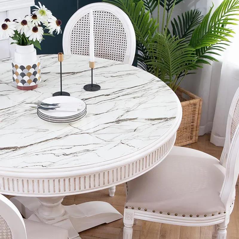 Nordic Opaque Round Table Cloth Waterproof Oil-proof and Scald-proof Disposable Round Table Mat Household Pvc Round Table Mat