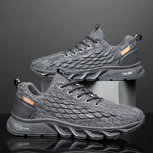 Autumn Men's Shoes Sports Casual Shoes Korean Version Breathable Flyknit Mesh Shoes Fitness Running Shoes