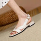 Fairy Style Sandals Female Summer Flat Bottom All-match Soft-soled Slippers Soft Leather Low-heeled Cross Roman Sandals