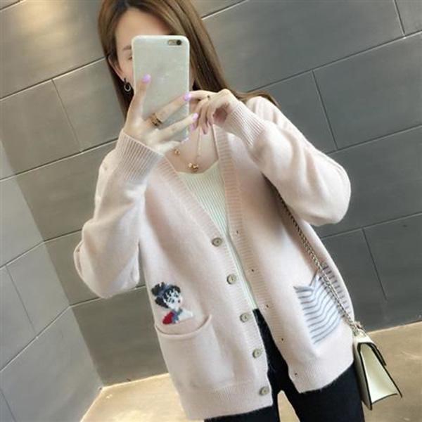 Knit Cardigan Sweater Women's Short Spring and Autumn Sweater Loose Wild Sweater Coat