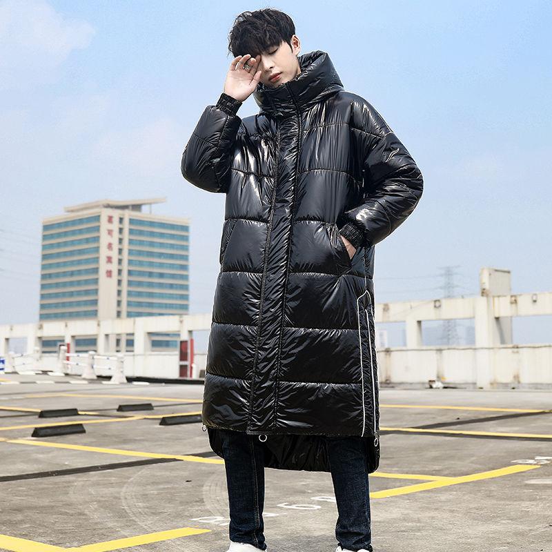 Fashion Trend Hooded Men's Down Jacket Autumn and Winter Plus Velvet Thick Warm White Duck Down Long Male Jacket